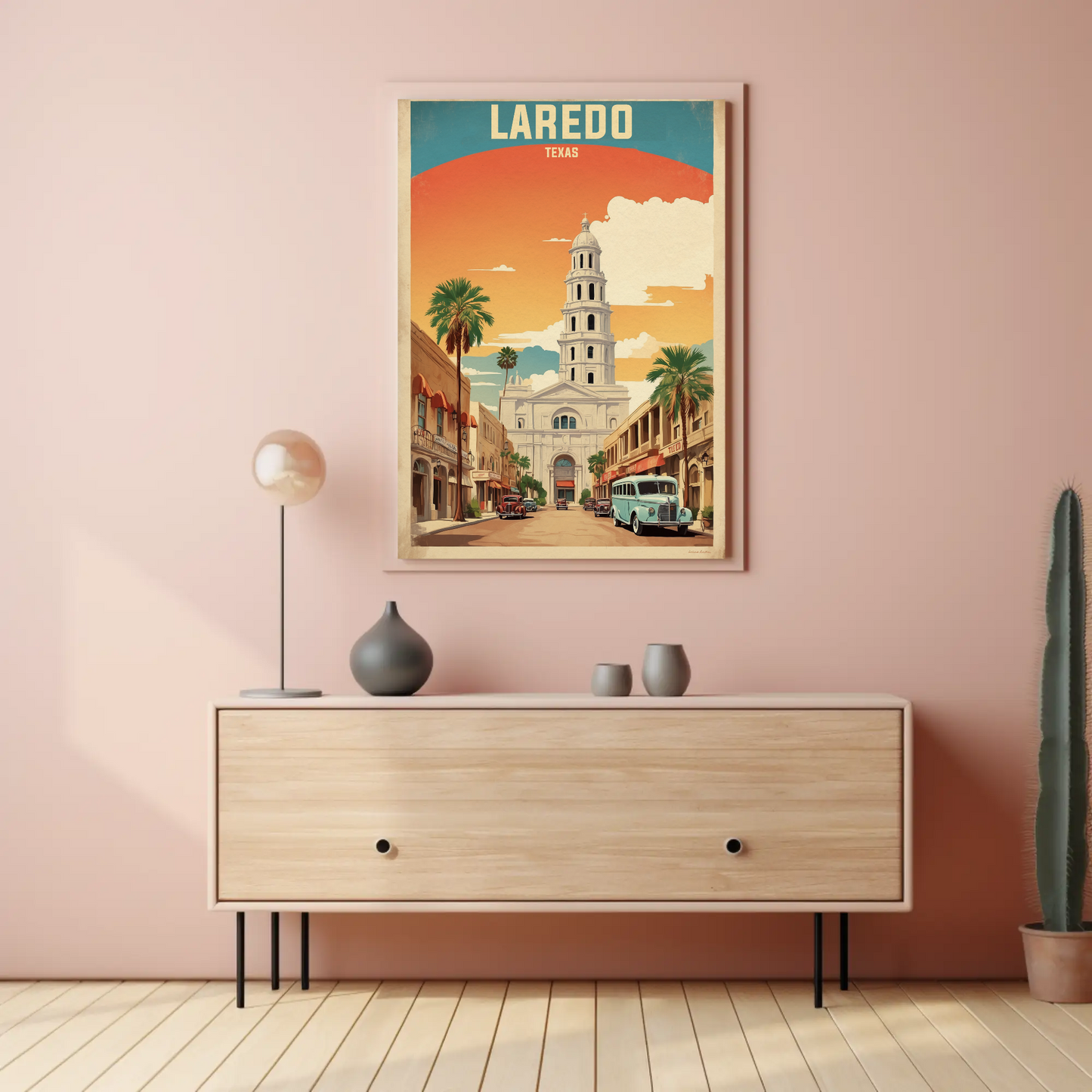 Laredo Texas Historic Tower Vintage Travel Poster