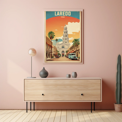 Laredo Texas Historic Tower Vintage Travel Poster