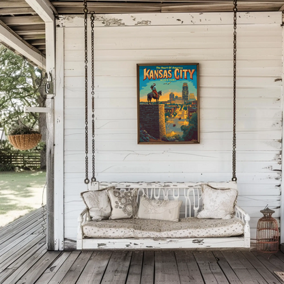 Kansas City The Heart of America Overlook Vintage Travel Poster