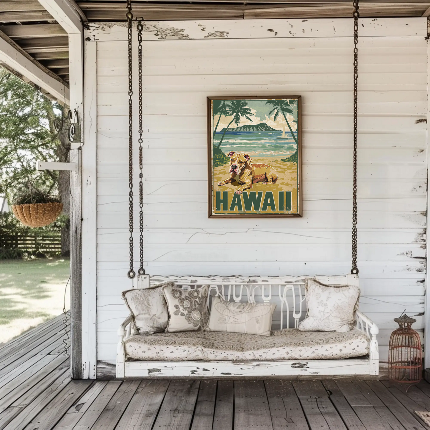 Hawaii Beach Dog Travel Poster