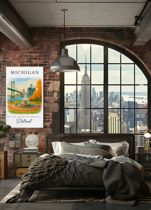 Michigan, Detroit Signature Series Vintage Travel Poster