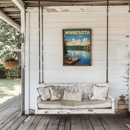 Minnesota Vintage Poster - Lakeside Dock View
