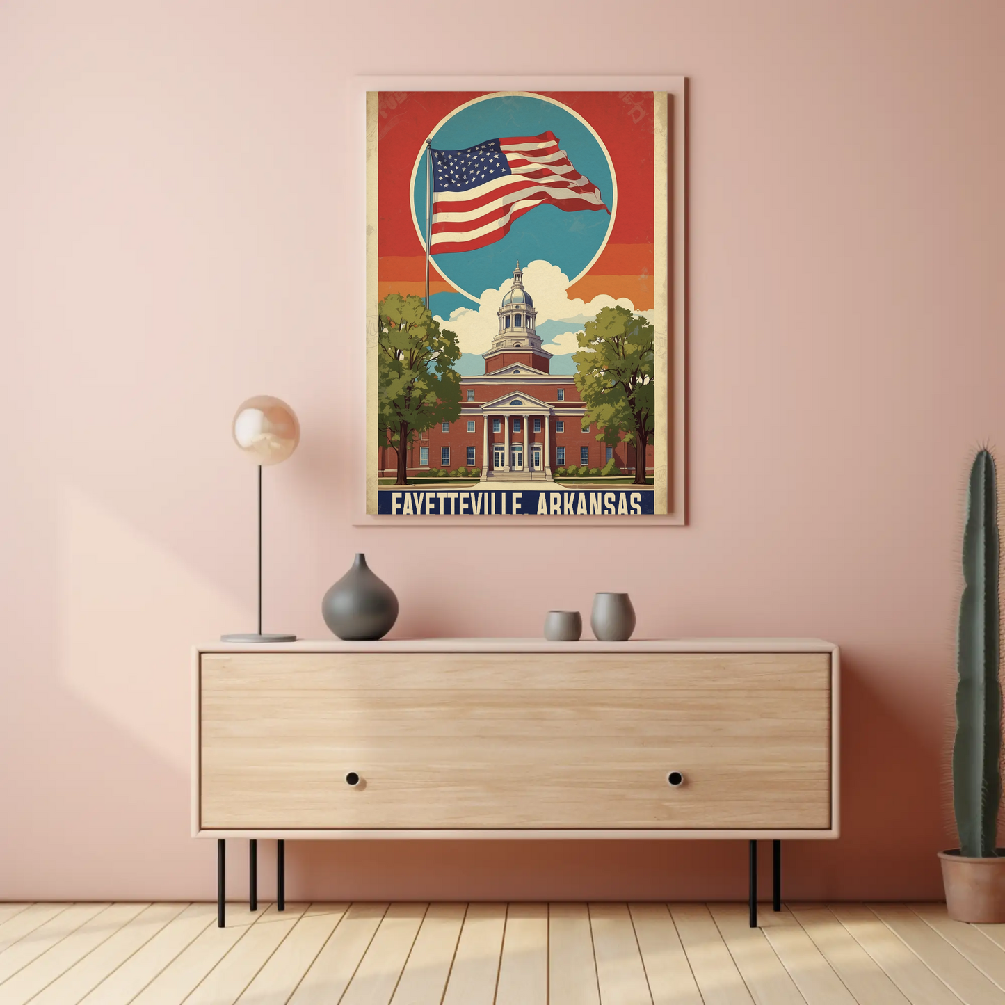 Fayetteville Arkansas Capitol Building Vintage Travel Poster