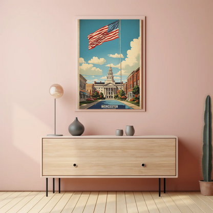 Worcester Massachusetts Grand Civic Pride Vintage Travel Poster