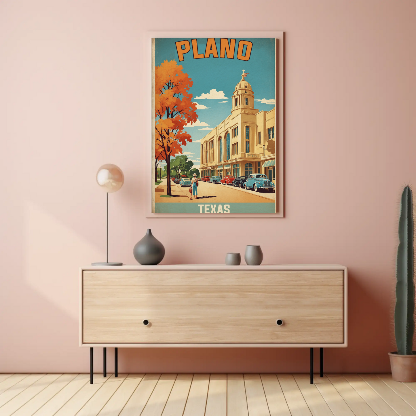 Plano Texas Vintage Travel Poster Artwork