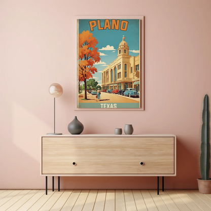 Plano Texas Vintage Travel Poster Artwork