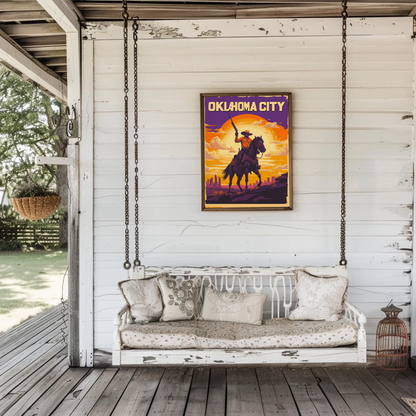 Oklahoma City Cowboy Vintage Poster