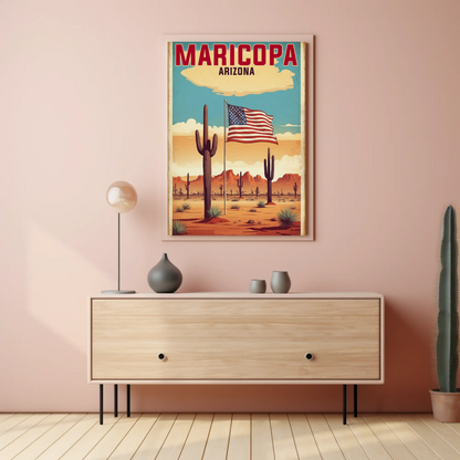 Maricopa Arizona Desert Flag Vintage Travel Poster