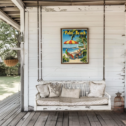 Palm Beach Vintage Poster Cafe Scene