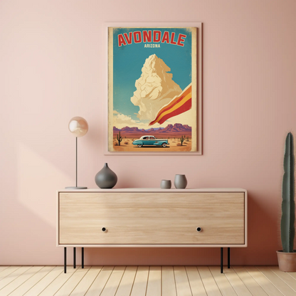 Avondale Arizona Desert Drive Vintage Travel Poster