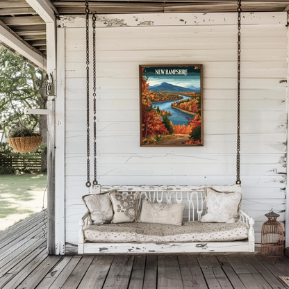 New Hampshire Autumn Vintage Style Poster