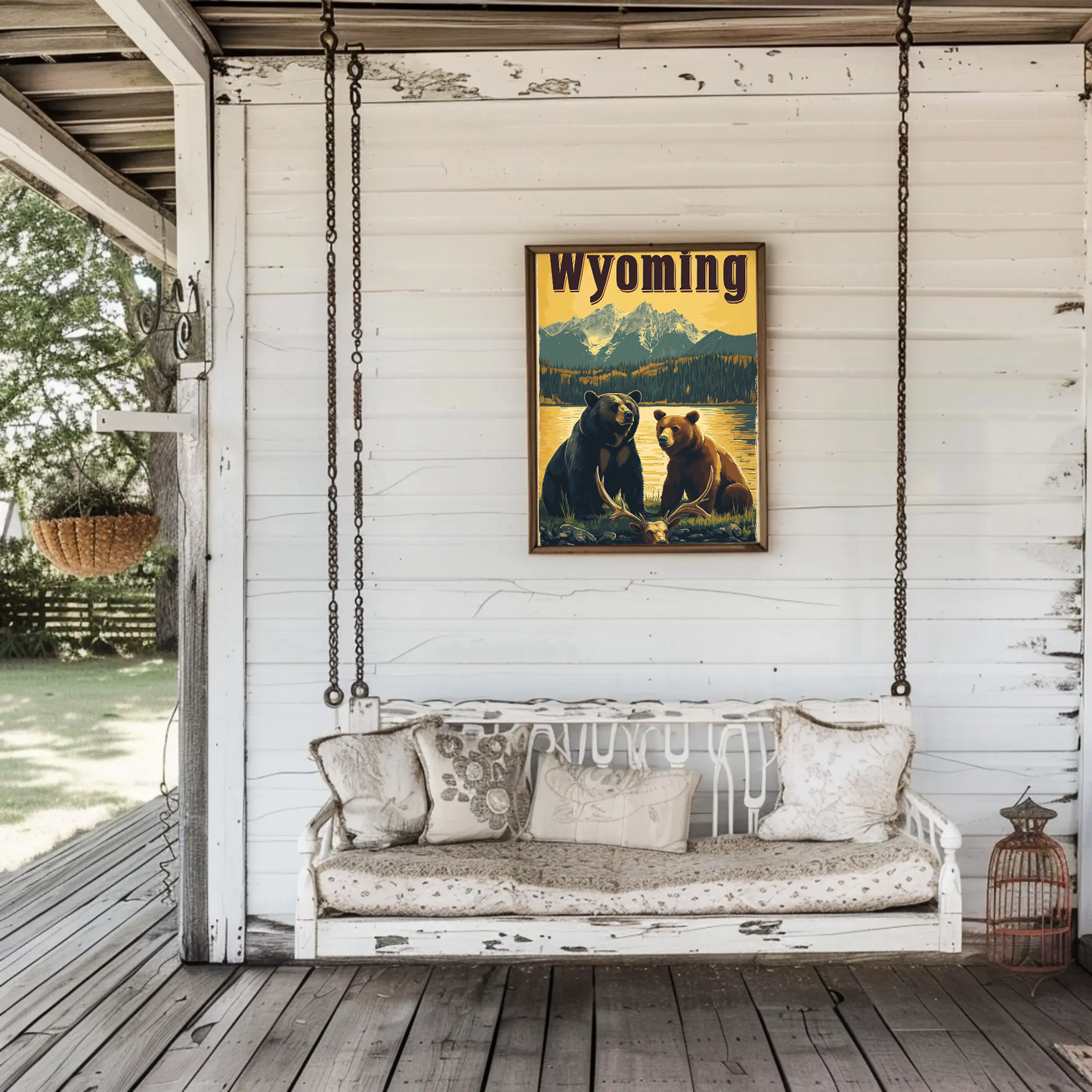 Wyoming Bears Mountain Vintage Poster