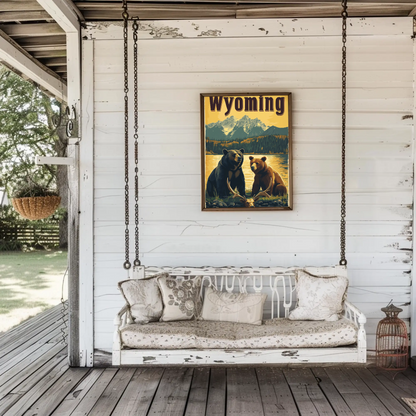 Wyoming Bears Mountain Vintage Poster