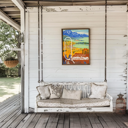 Queenstown Best Reached by Rail Vintage Poster