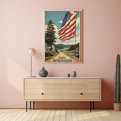 Windham New Hampshire Autumn Riverscape Vintage Travel Poster