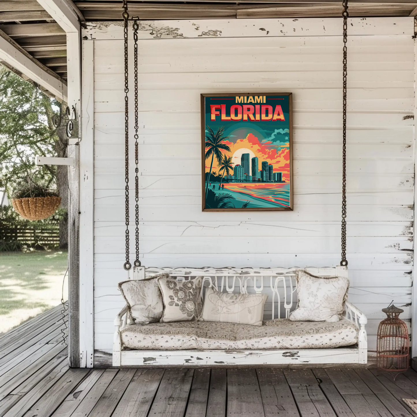 Miami Florida Sunset Vintage Poster