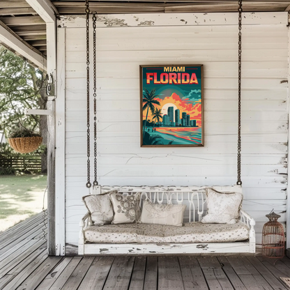 Miami Florida Sunset Vintage Poster