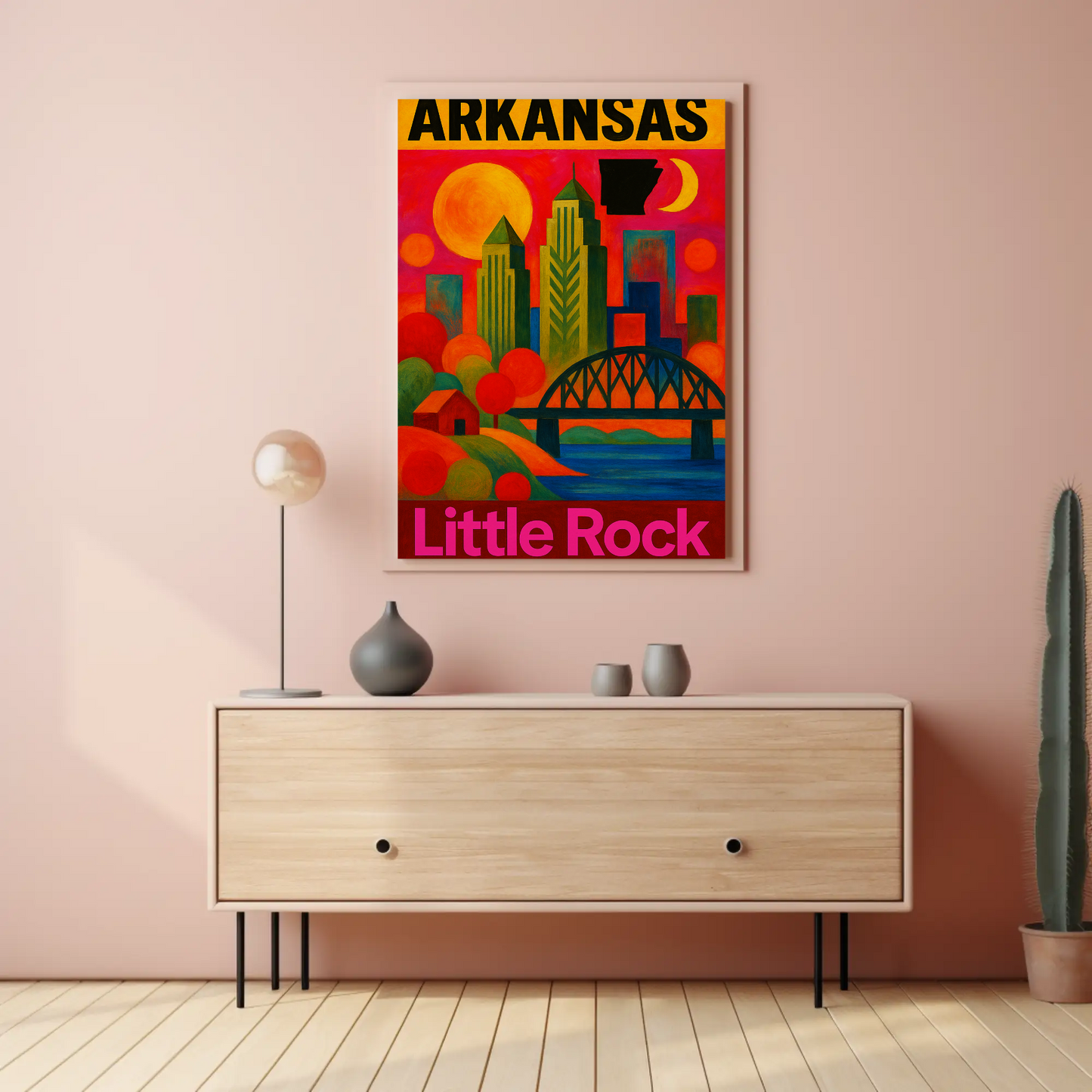 Arkansas Little Rock Skyline Vintage Travel Poster Art