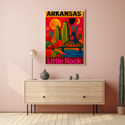 Arkansas Little Rock Skyline Vintage Travel Poster Art