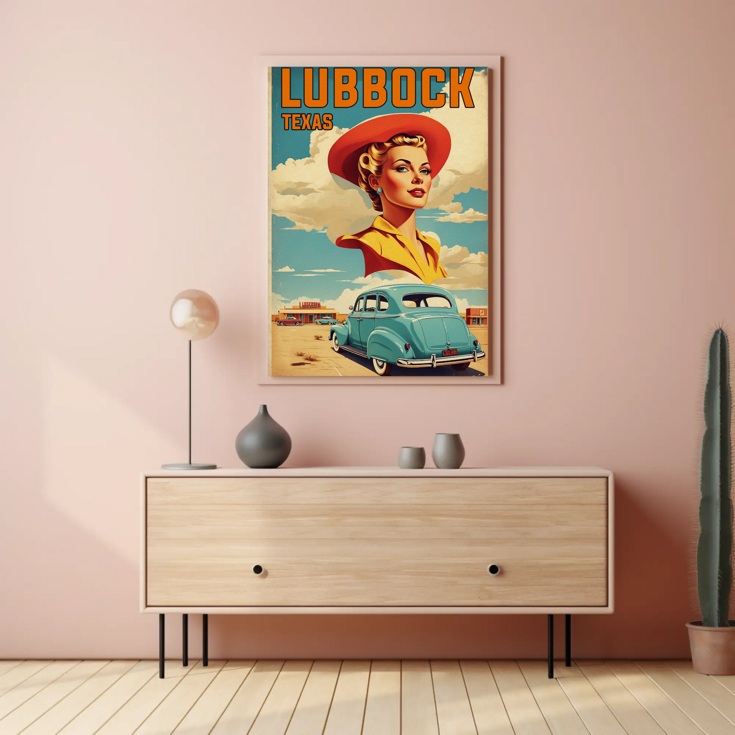 Lubbock Texas Retro Americana Vintage Travel Poster