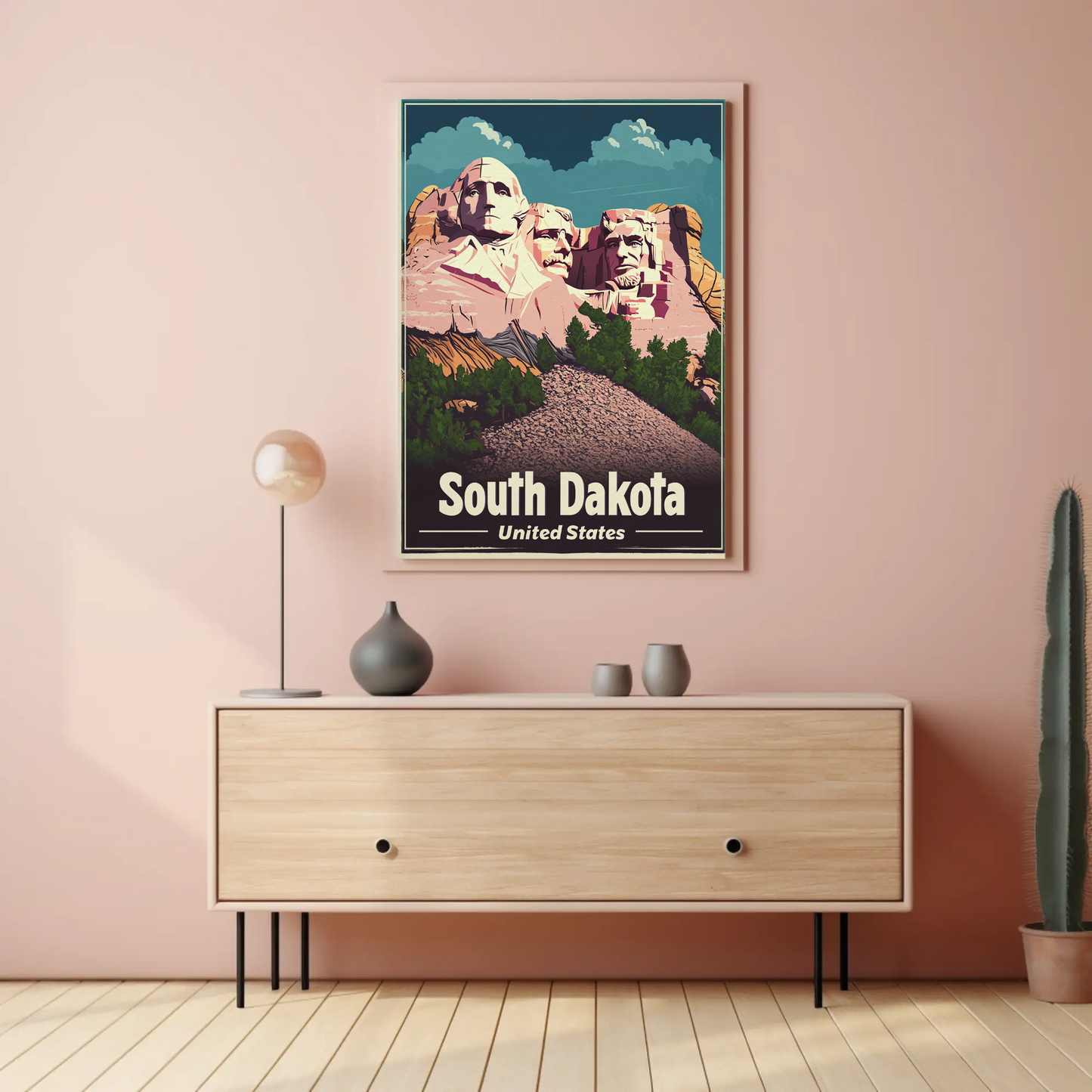 Mount Rushmore United States South Dakota Vintage Travel Poster