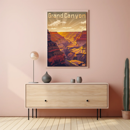 Grand Canyon National Park Sunset Vintage Travel Poster