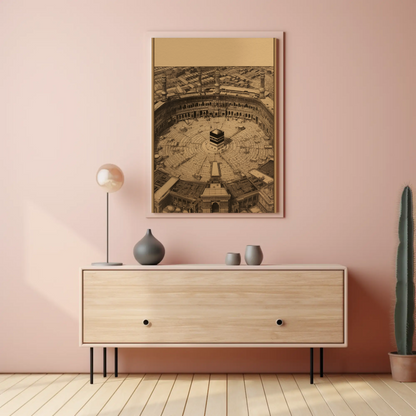 Aerial Kaaba At Mecca Vintage Travel Poster