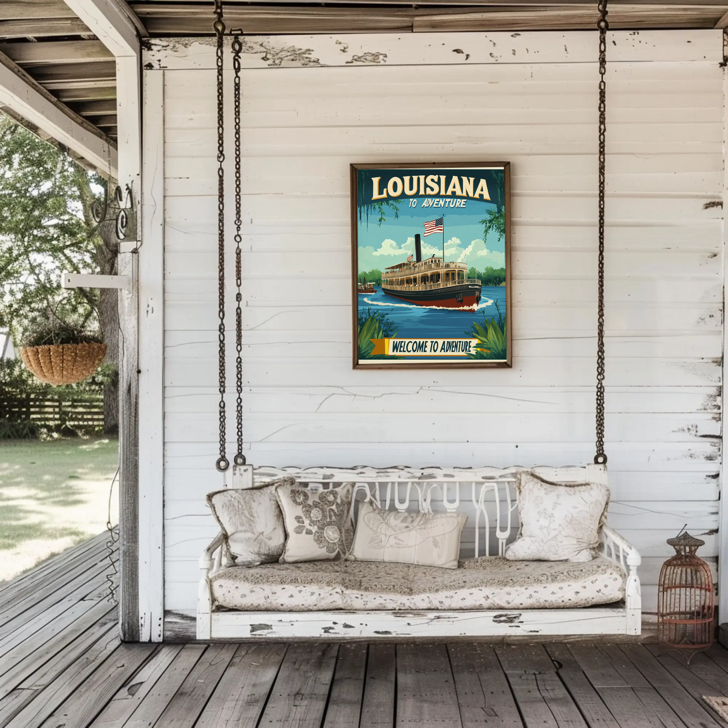 Vintage Travel Poster - Louisiana Steamboat Adventure
