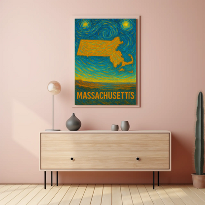 Massachusetts Starry Night Poster