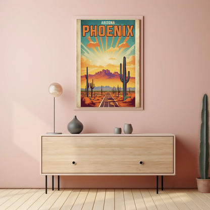 Phoenix Arizona Vintage Travel Poster Artwork