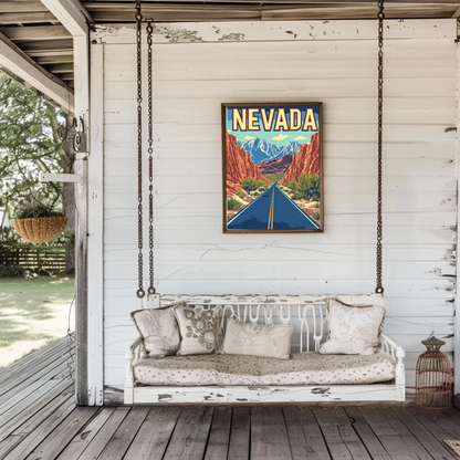 Nevada Landscape Vintage Travel Poster