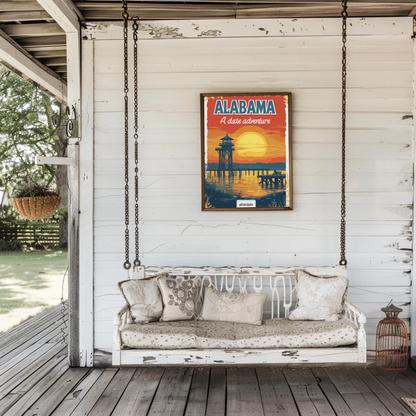 Alabama: A Date Adventure Vintage Travel Poster