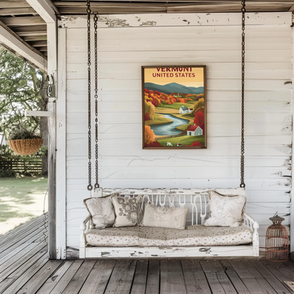 Vintage Travel Poster - Vermont Farm Valley