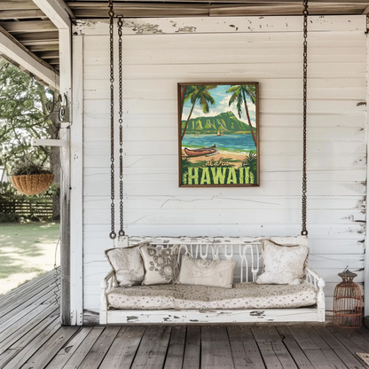 Aloha Hawaii Beach Vintage Poster