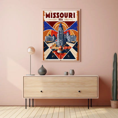 Missouri USA Historic Dome Skyline Vintage Travel Poster