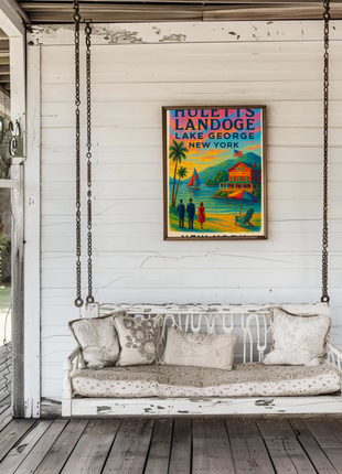 Huletts Landing Lake George New York Vintage Travel Poster