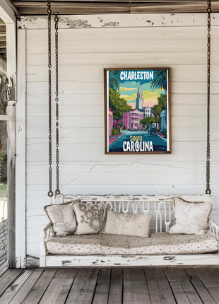 Charleston Cityscape Vintage Poster