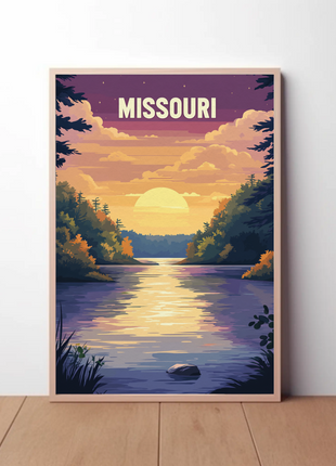 Missouri Vintage Poster - Sunset River Scene