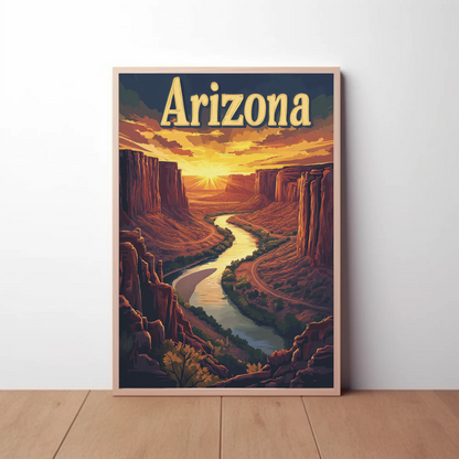 Arizona Vintage Poster - Canyon Sunset
