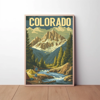 Camping in Colorado Vintage Travel Poster