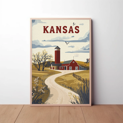 Kansas Prairie House Vintage Poster