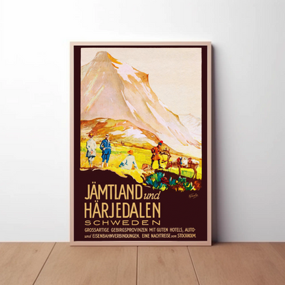 Jämtland Härjedalen Swedish Mountain Landscape Vintage Travel Poster