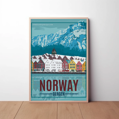 Norway Vintage Poster Bergen Winter