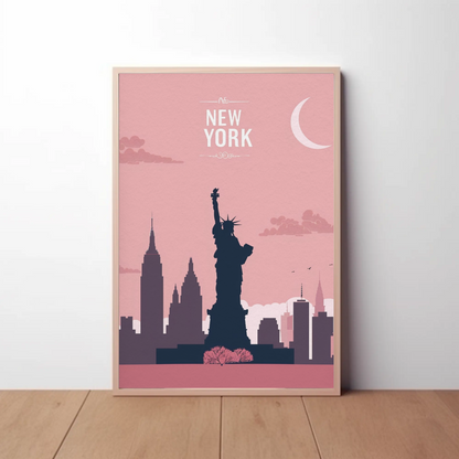 Vintage Travel Poster - New York Statue of Liberty