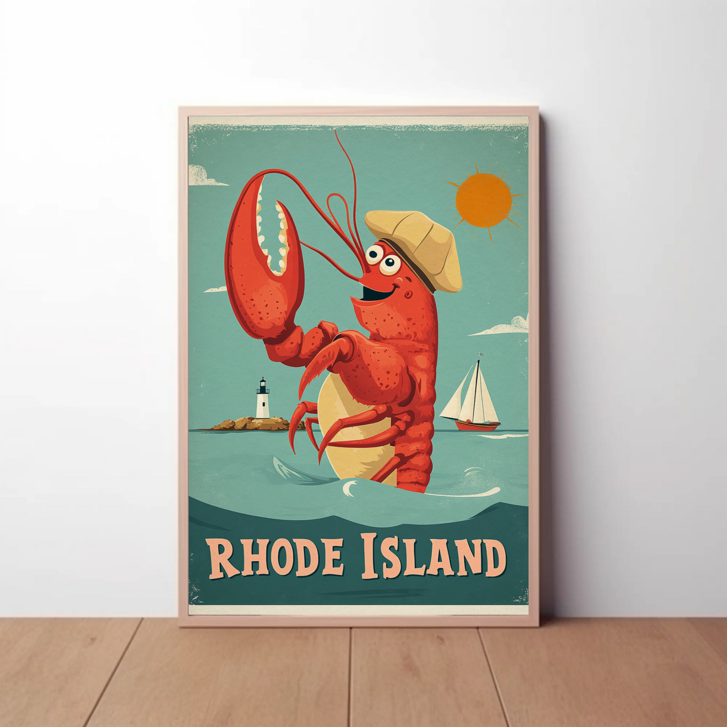 Rhode Island Vintage Poster Lobster Fun