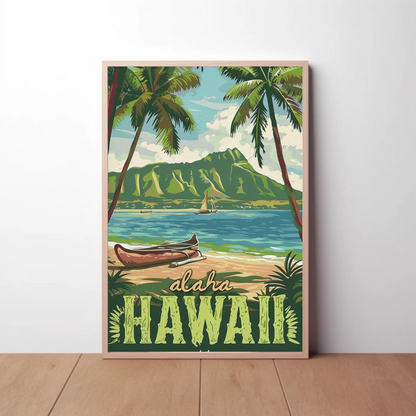 Aloha Hawaii Beach Vintage Poster