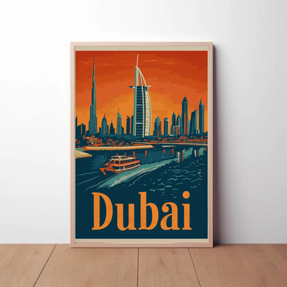 Dubai Cityscape Vintage Poster