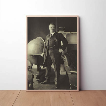 Theodore Roosevelt Library Globe Vintage Poster