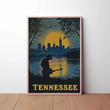 Tennessee Vintage Poster - Music and Cityscape
