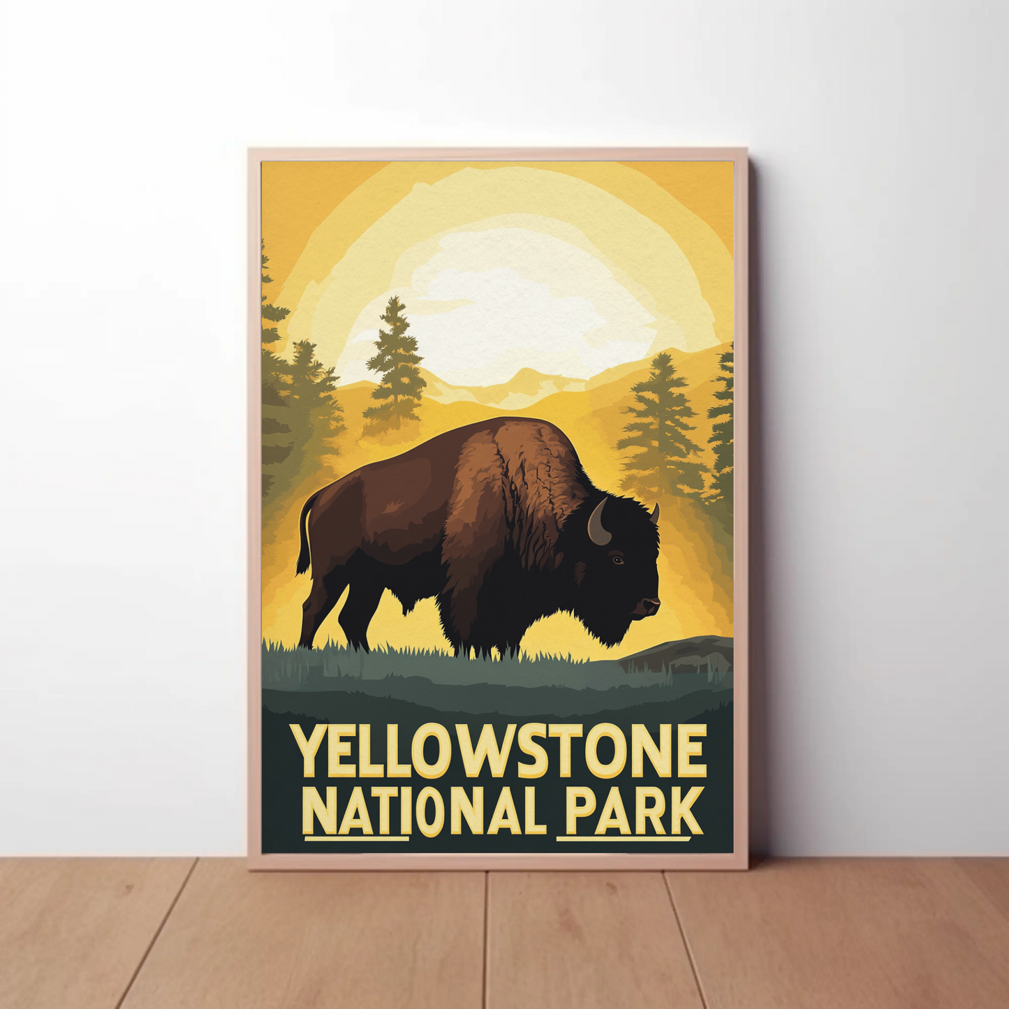 Yellowstone National Park Bison Vintage Poster